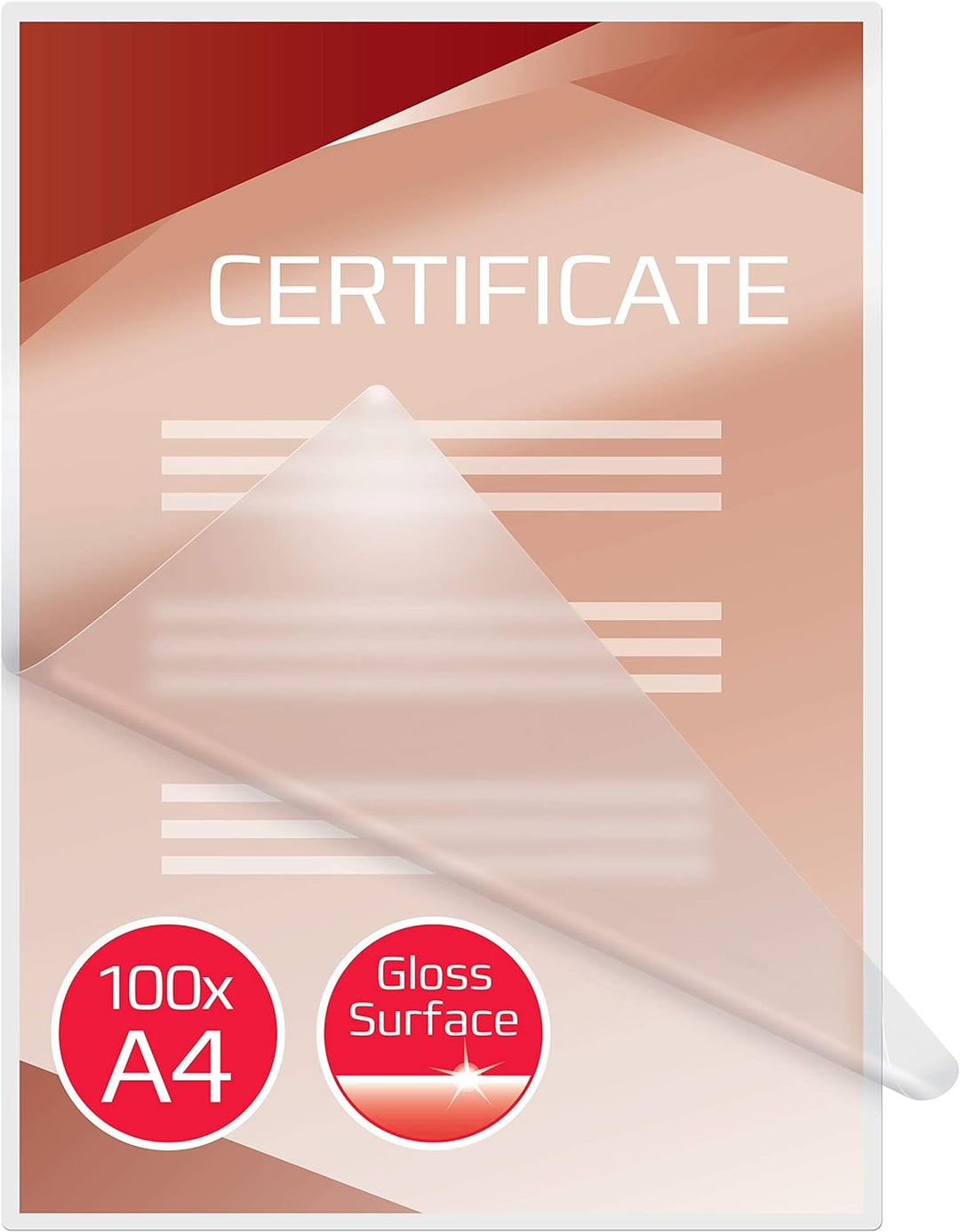 GBC Laminierfolien A4 250 mic, Robuste Laminiertaschen im 50er Pack, Extra stark, Glänzend, Transpar