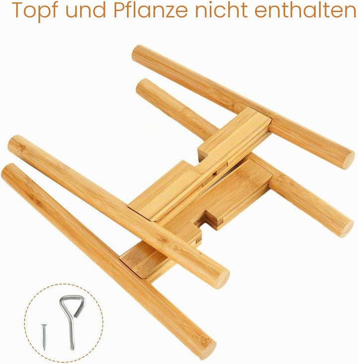 Surplex Verstellbarer Pflanzenständer, Retro Mitte des Jahrhunderts erweiterbarer Holz-Pflanzenhalte