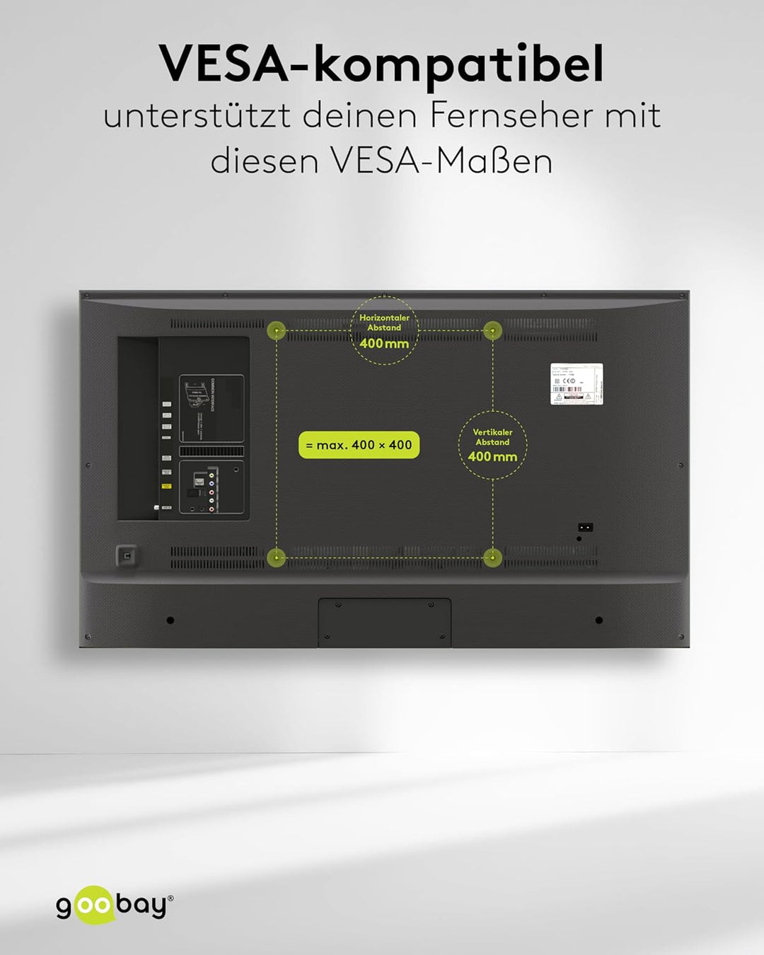 goobay TV Wandhalterung -Tilt- 32 bis 75 Zoll (81-191cm) Wandhalterung bis 15° stufenlos neigbar, mi