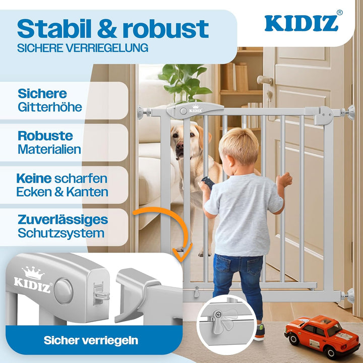 KIDIZ® Türschutzgitter Absperrgitter Treppengitter Kindergitter | Gitter Haustier | ohne Bohren | be