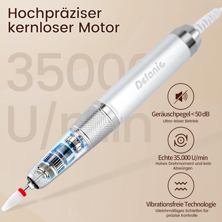 Delanie elektrische Nagelfräser für Gelnägel 35000 U/min, wiederaufladbar Fräser für Nägel mit 5000