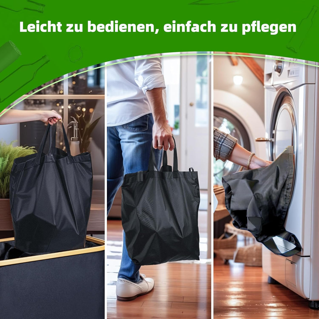 140L Pfandflaschen Sammelbehälter mit Deckel & XXL Tragetaschen, Flaschensammler für Leergut & Altgl