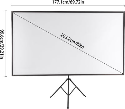 SABUIDDS Beamer Leinwand mit Stativ, 80 Zoll, Tragbar Projektor Leinwand, 16:9, 4K HD Projektion Lei