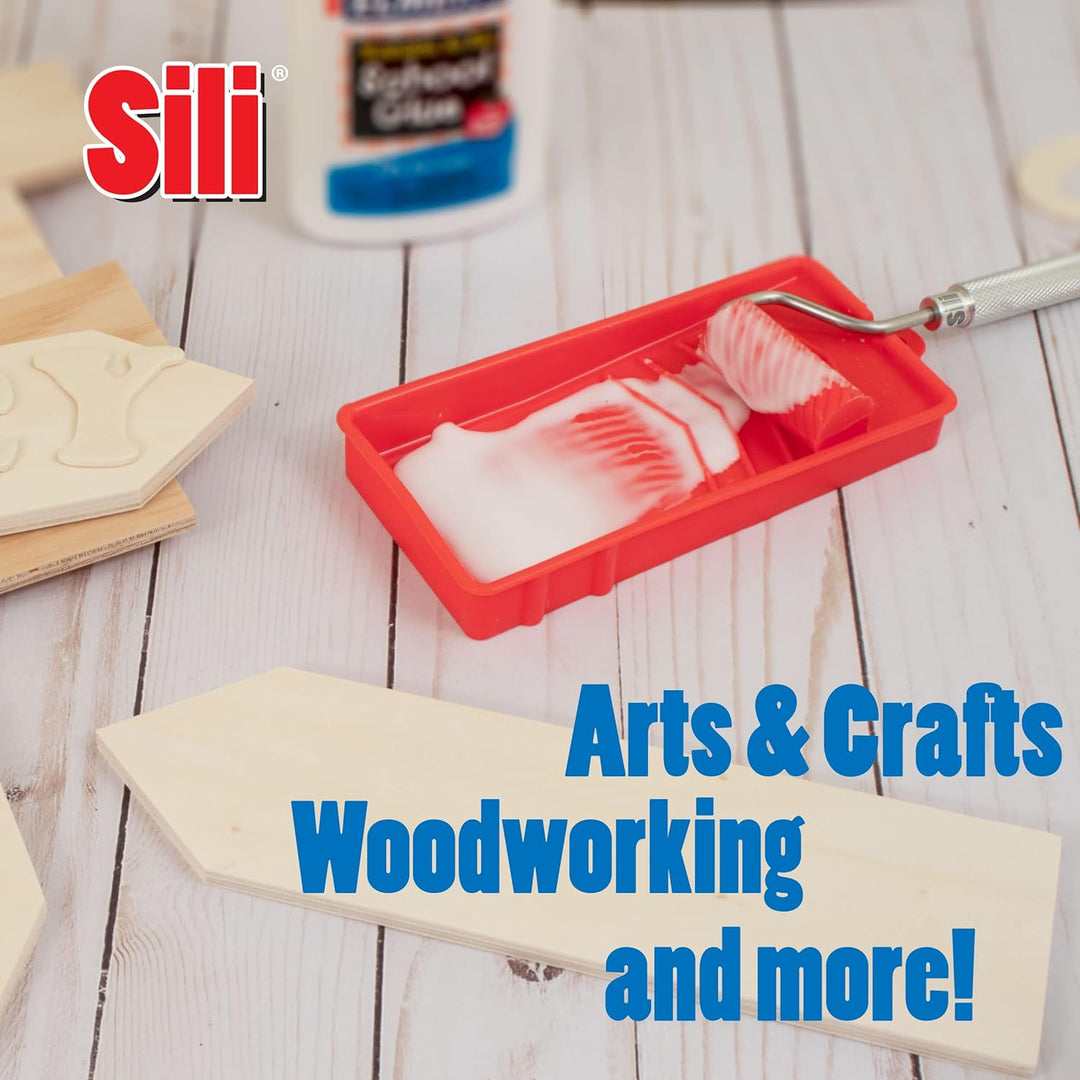 Sili Kleberoller mit Sili-Kleberablage für Kunst, Handwerk, Holzbearbeitung und grössere Klebeprojek