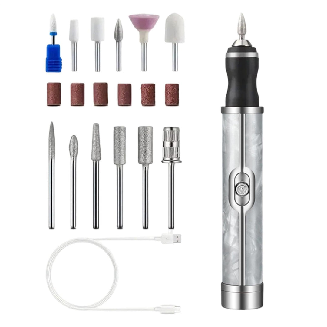 Nagelschleifer mit Aufsätzen 4-Gang wiederaufladbarer Pediküre-Trimmer Grau, Grau