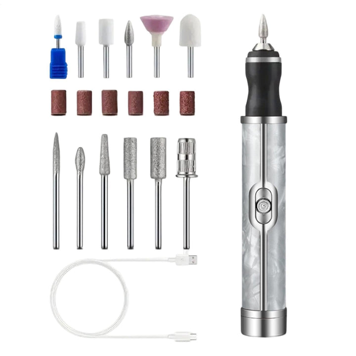 Nagelschleifer mit Aufsätzen 4-Gang wiederaufladbarer Pediküre-Trimmer Grau, Grau
