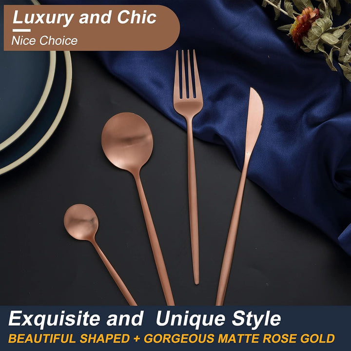 Bestdin Besteck Set 6 Personen, 24 teilig Edelstahl Besteck Rosegold Essbesteck Set mit Messer Gabel