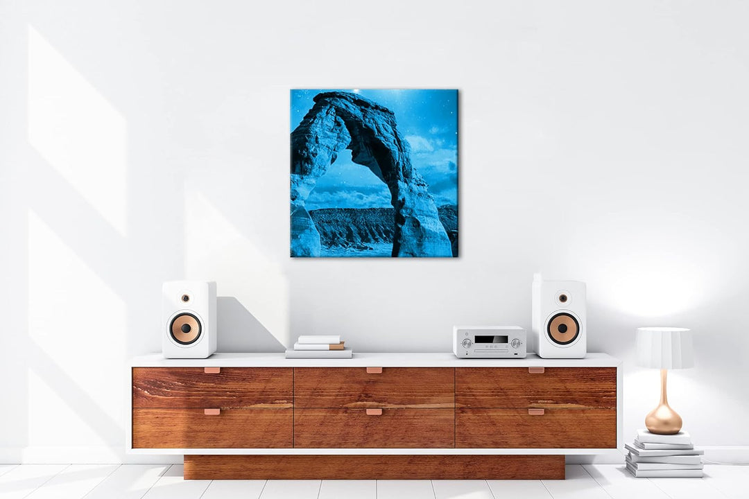 deyoli Grand Canyon Format: 70x70 Effekt: Monocrome Blau als Leinwandbild, Motiv fertig gerahmt auf
