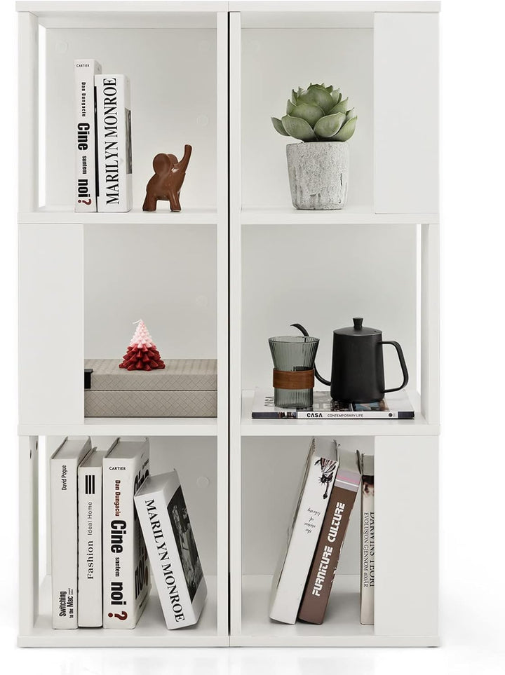 GOPLUS 2er Set Bücherregal, Standregal mit 3 Offenen Fächern, Lagerregal Würfelregal Holz, Aufbewahr