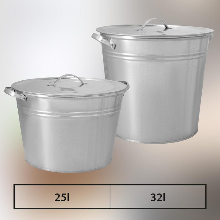 KOTARBAU® Einkochtopf gross mit Deckel &amp; Zwischenboden 32l Stahl verzinkt Zinkeimer grosser Kochtopf