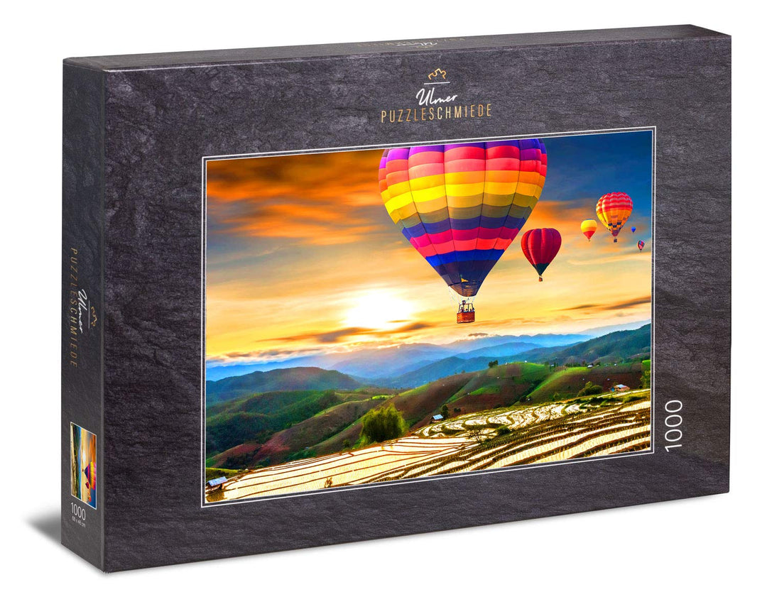 Ulmer Puzzleschmiede - Puzzle „Am Himmel über Thailand“ – Klassisches 1000 Teile Puzzle mit exotisch