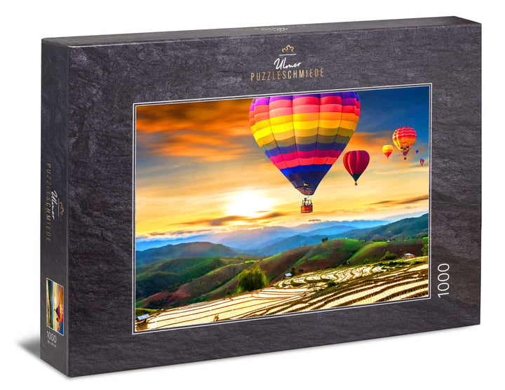 Ulmer Puzzleschmiede - Puzzle „Am Himmel über Thailand“ – Klassisches 1000 Teile Puzzle mit exotisch