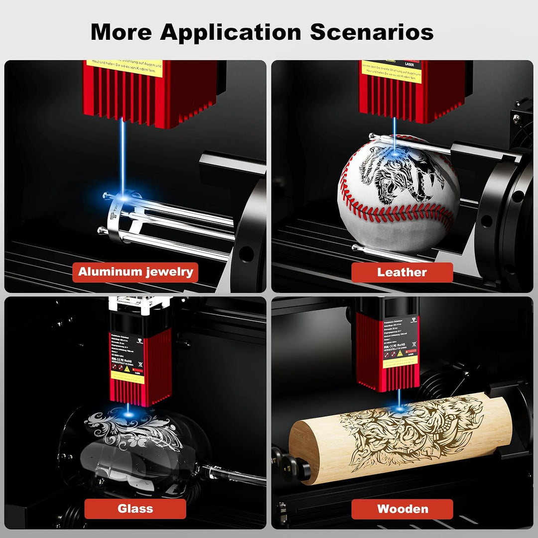 Twotrees TS5 Rotationslaser-Gravurmaschine für Tassen Flaschen, 3-in-1 Laser Rotary Roller, vorinsta