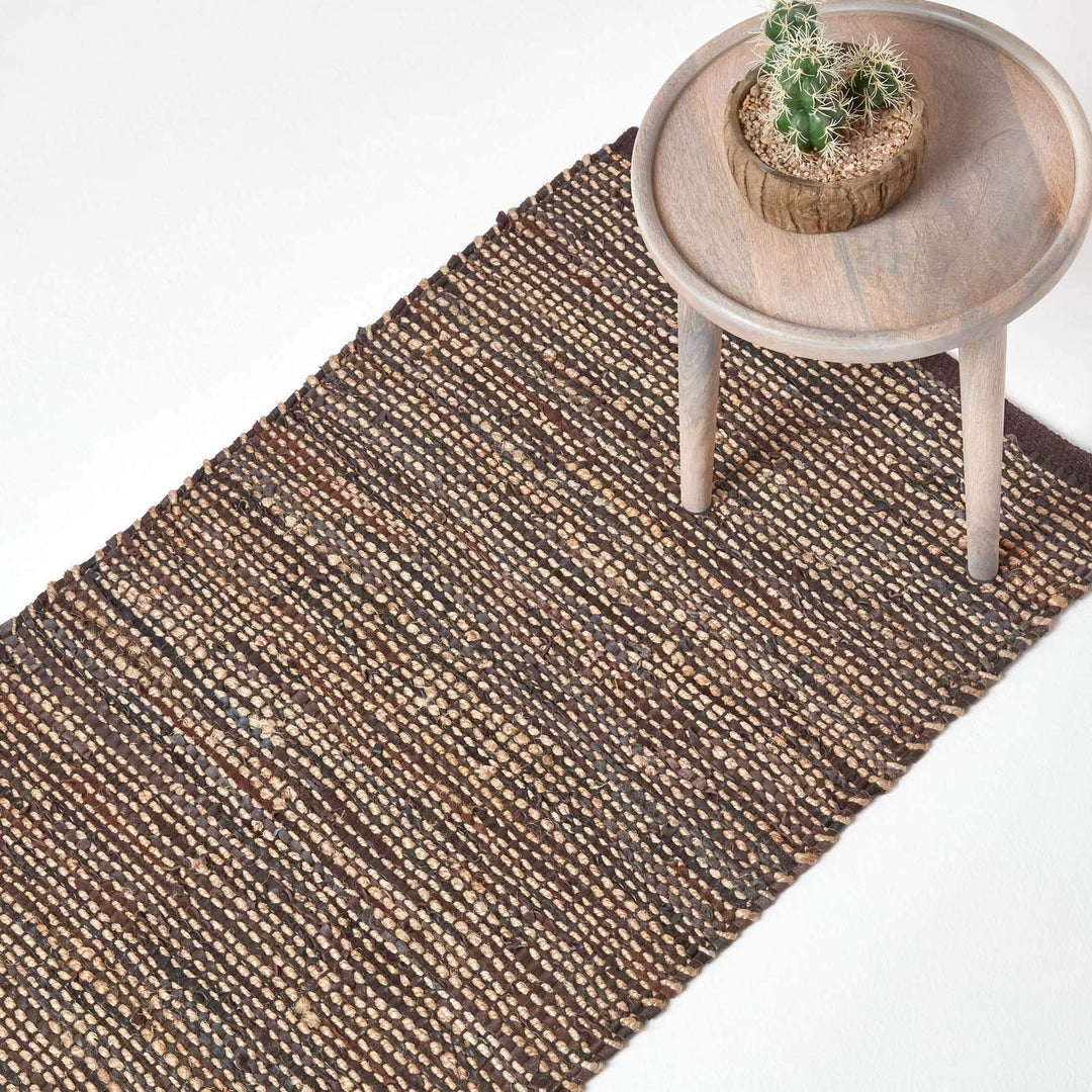 Homescapes Teppich/Läufer Madras aus recyceltem Leder und Hanf, 66 x 200 cm, braun 66 x 200 cm Braun
