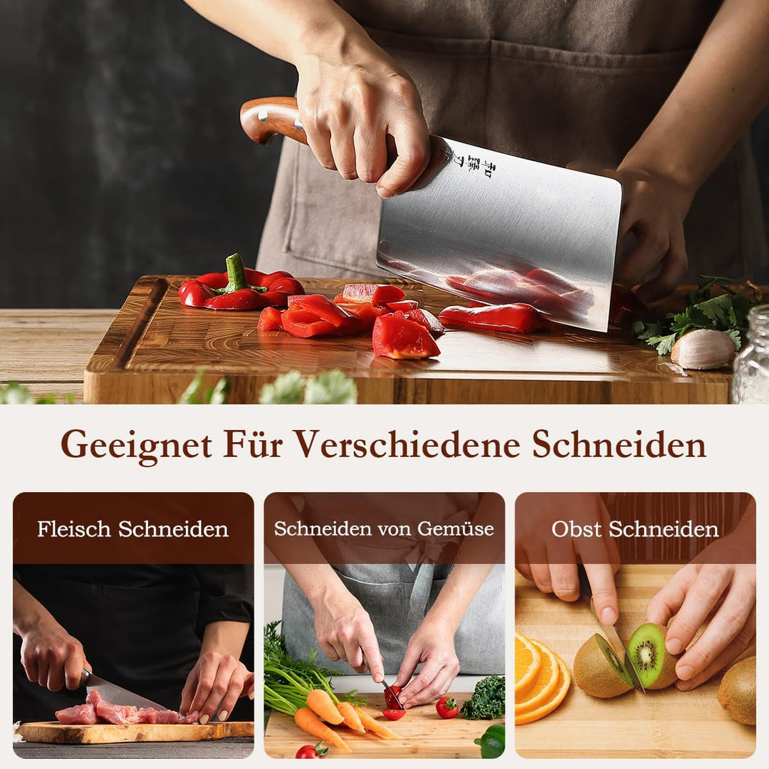HEZHEN 18cm Hackmesser, Profi Chinesisches Kochmesser, German Stahl Scharf Küchenmesser, Gemüse Flei