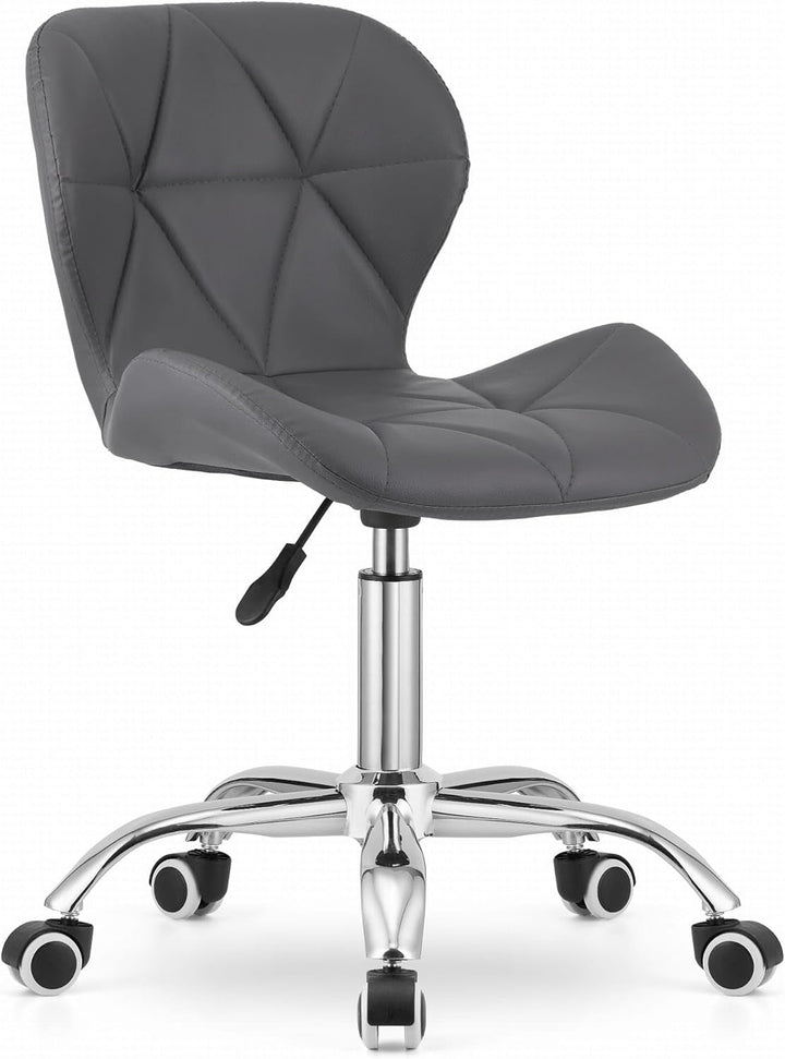 NMK HOME Drehstuhl mit Rollen - Höhenverstellbar Polsterstuhl - Home Office Samt Stuhl mit Geometris