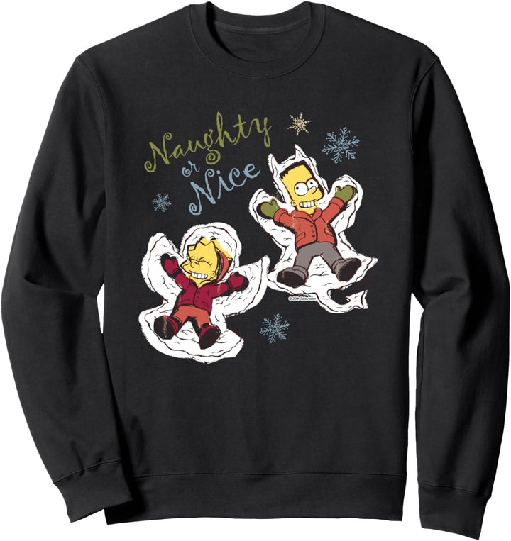 The Simpsons Bart and Lisa Christmas Holiday Naughty or Nice Sweatshirt