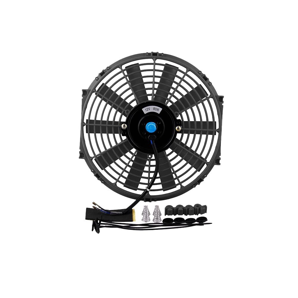 Riloer 12" Auto Elektrischer Kühler Push-Pull Zwischenlüfter, Universal Slim Elektrischer Lüfter für