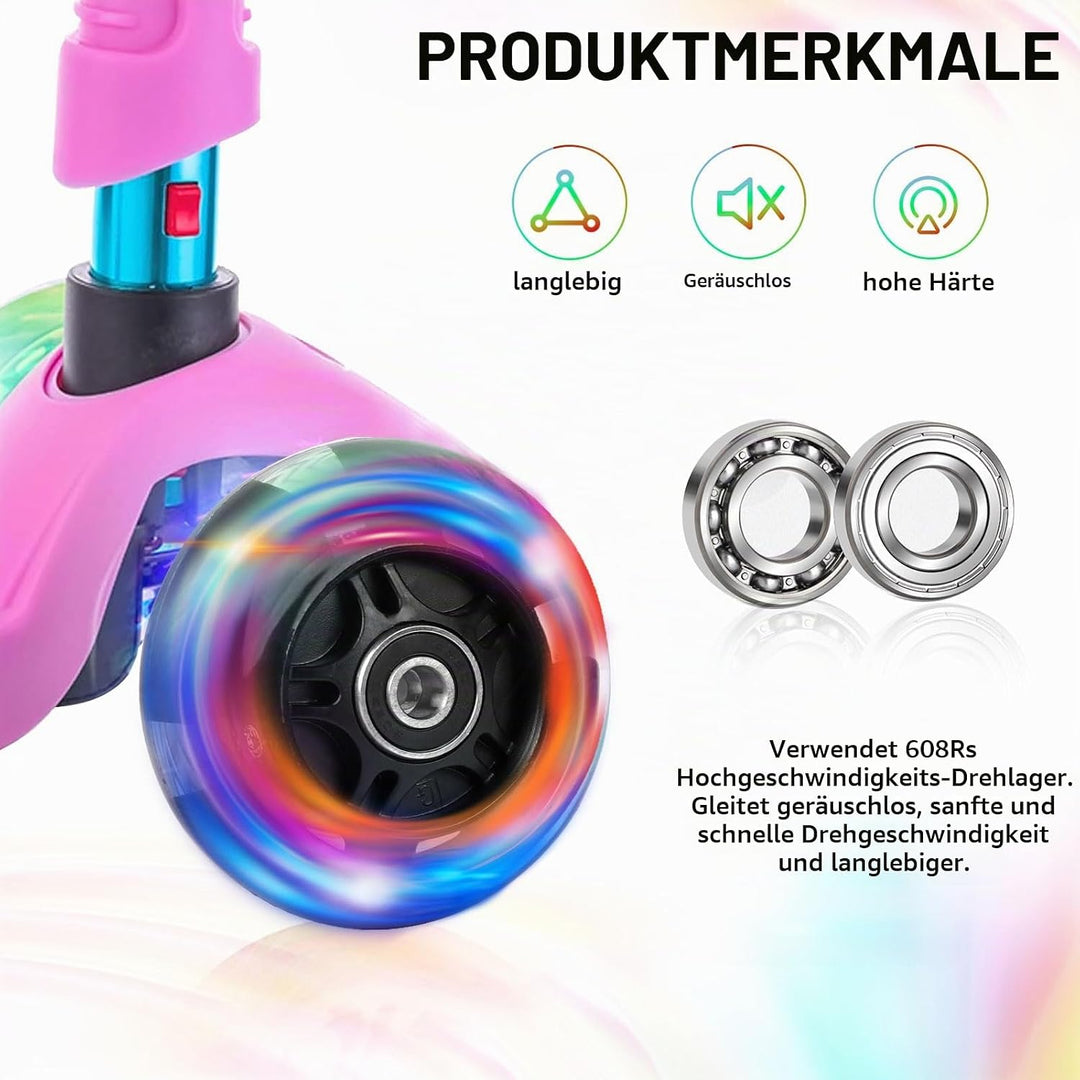 DBREAKS Leuchtende Stunt Scooter Rollen, 4 Stück LED-Lichtrollen, 80mm+120mm Led Scooter Ersatzräder