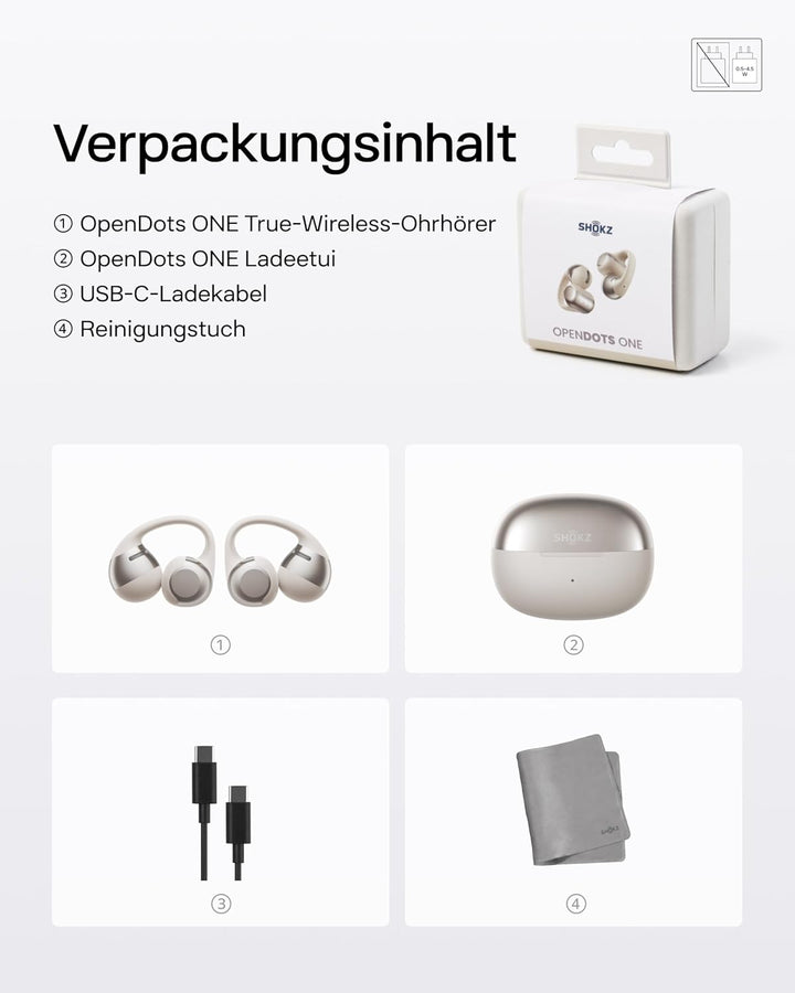SHOKZ OpenDots ONE Open Ear Kopfhörer, Dolby Audio 6,5g Clip On Kopfhörer weiches Silikon, 40 Std. A