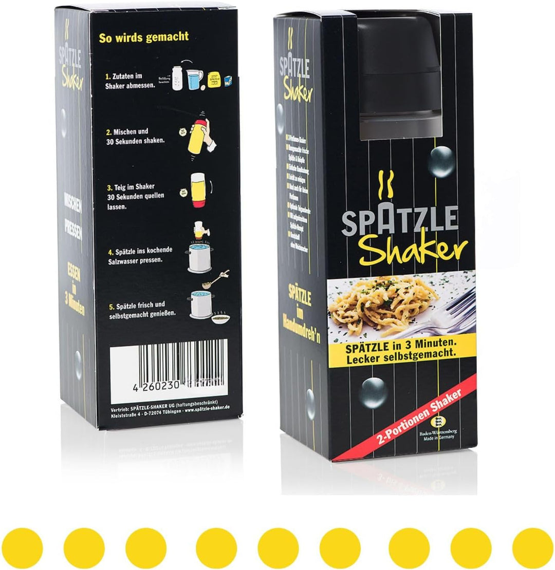 EINSTEIGER-SET für VEREINFACHTES SPÄTZLE MACHEN mit dem patentierten Spätzle-Shaker (675 ml) in SCHW