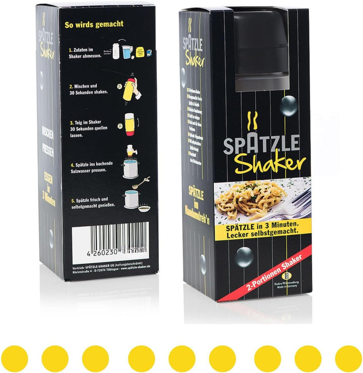 Spätzle-Shaker (ANTHRAZIT für 2 Portionen selbstgemachte Spätzle (675ml) Spätzlepresse und Mixer in