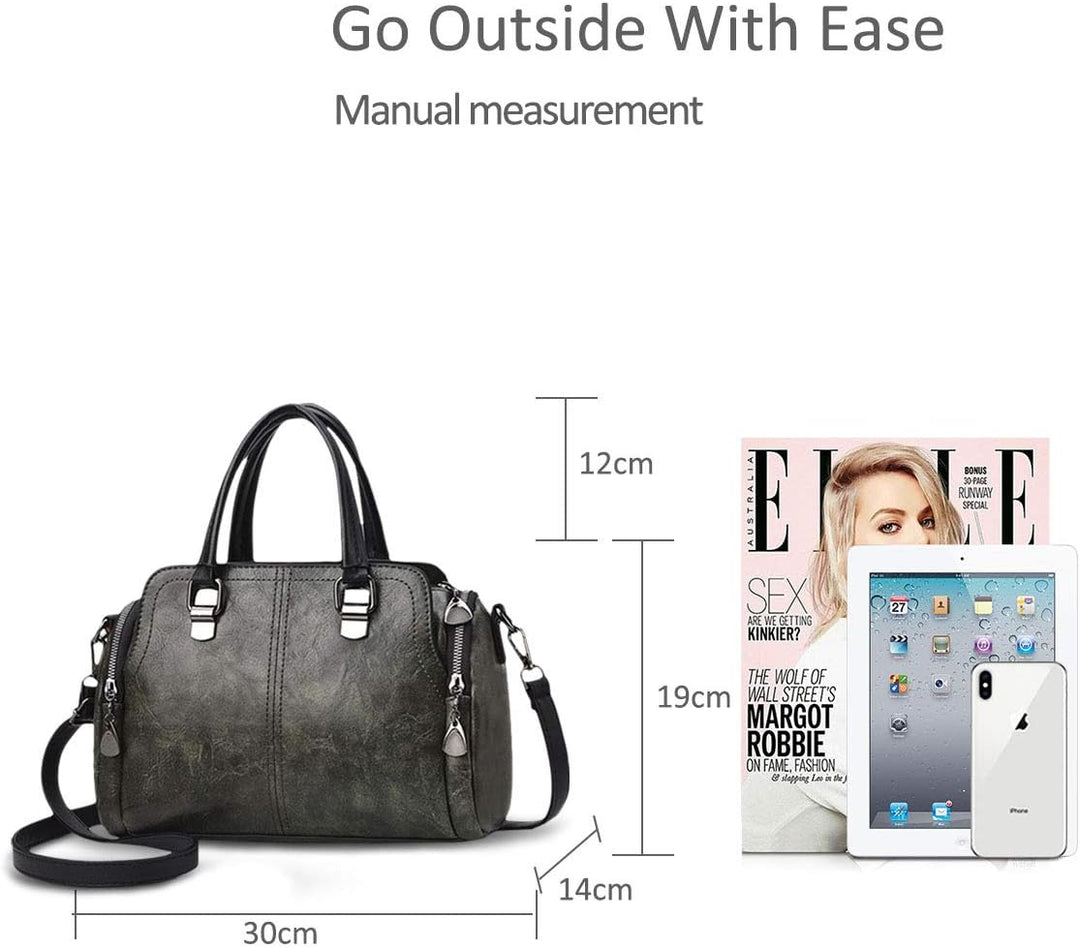 NICOLE&DORIS Damen Mode Taschen mit hohem Tragegriff Retro Handtaschen Schultertasche Umhängetasche