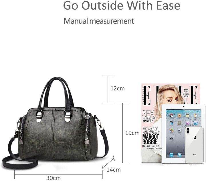 NICOLE&DORIS Damen Mode Taschen mit hohem Tragegriff Retro Handtaschen Schultertasche Umhängetasche