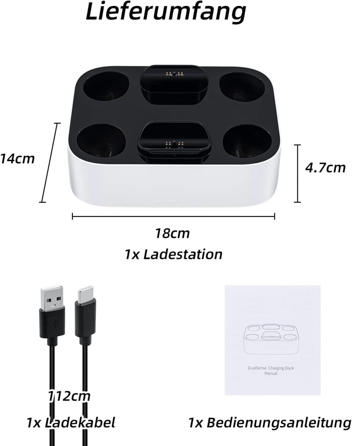 Mcbazel Ladestation PS5 Controller, PS5, Doppel-Ladegerät, Schutz gegen Überhitzung, dreifacher Schu