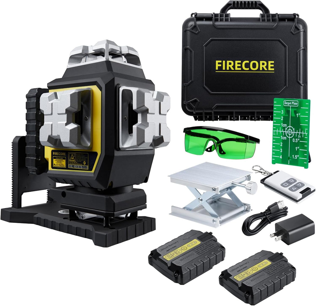 FIREOCRE Laser Level,4 x 360 Selbstnivellierendes grünes Fliesenlaserwerkzeug,3D Kreuzlinienlaser Ni