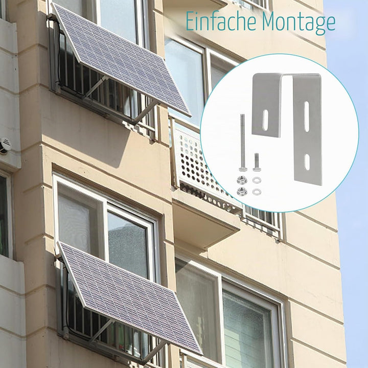 Solarmodul Halterung Balkon, Solarpanel Halterung Haken Balkon, Edelstahl Balkonhaken für Eckig Balk