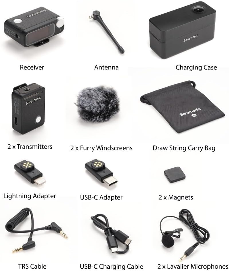 Saramonic Ultra Kabellos Lavalier Mikrofon, 32-Bit Float-Aufnahme, Timecode-Synchronisation, IPX5 wa