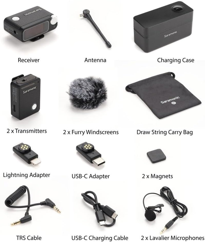 Saramonic Ultra Kabellos Lavalier Mikrofon, 32-Bit Float-Aufnahme, Timecode-Synchronisation, IPX5 wa