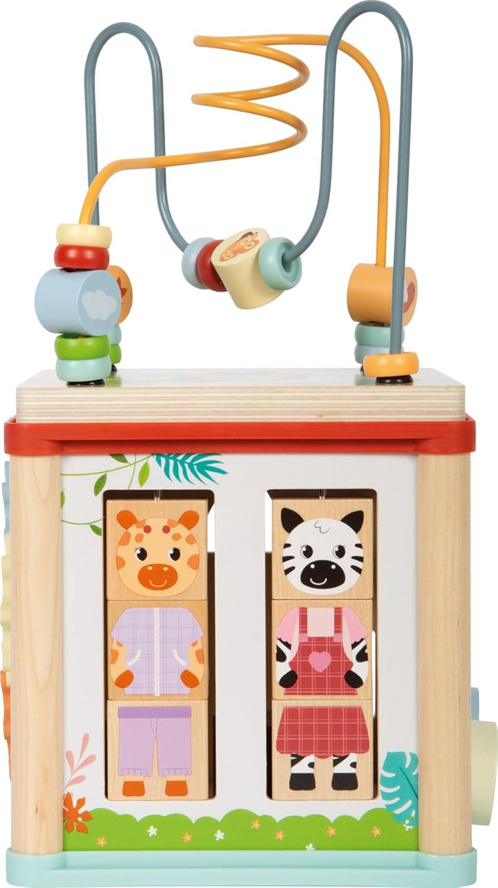 small Foot Motorikwürfel „Jungle Friends“ aus FSC® 100%-zertifiziertem Holz, platzsparender Aktivitä
