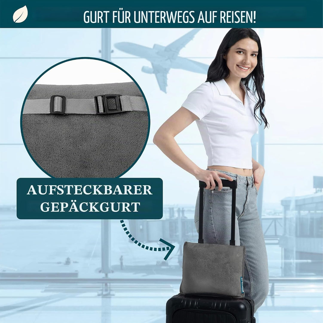 PAVILIA Reisedecke und -kissen, Doppelreissverschlüsse, Clip-Band, warmes, weiches Fleece, 2-in-1-Ko