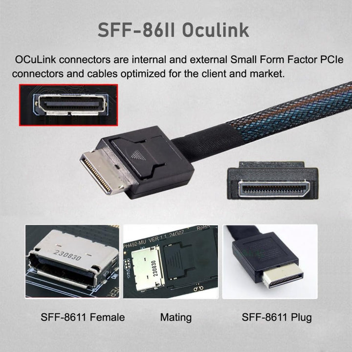 CY 2280 NGFF PCI-E4.0 M.2 M-Key zum Oculink SFF-8612 SFF-8611 Hostkabel 15 cm für NVME U.2 SSD Egpu