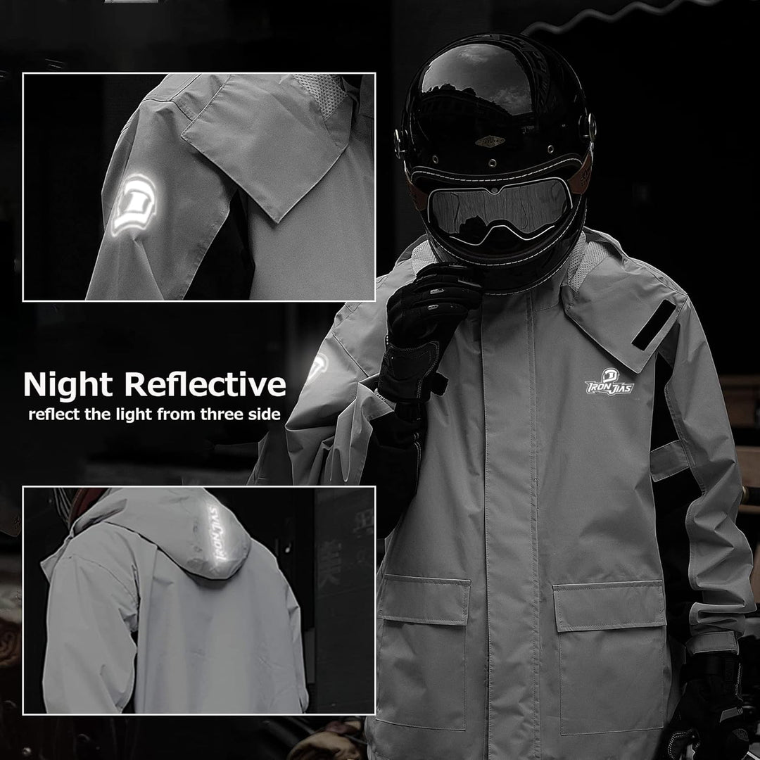 IRON JIA’S Regenanzug Herren Motorrad Regenjacke Wasserdichter Winddicht Atmungsaktiver Reflektieren
