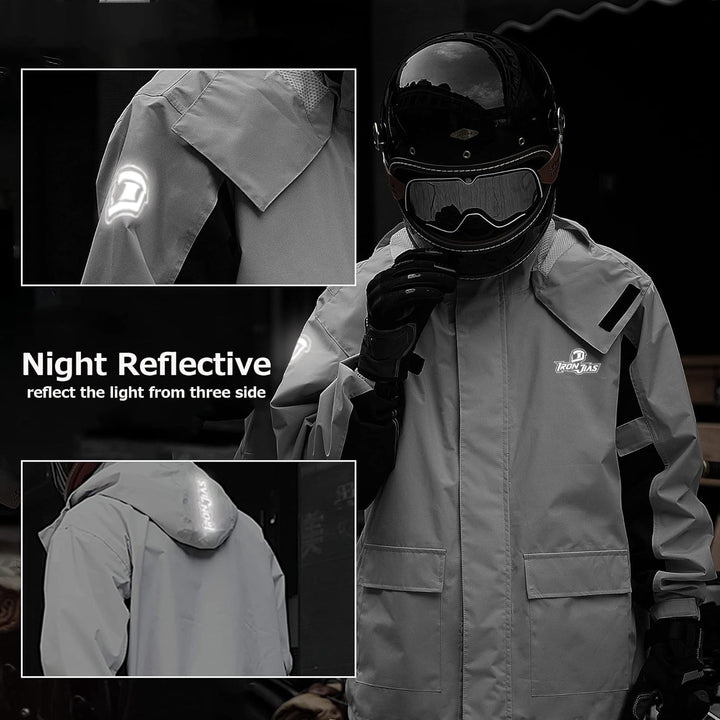IRON JIA’S Regenanzug Herren Motorrad Regenjacke Wasserdichter Winddicht Atmungsaktiver Reflektieren
