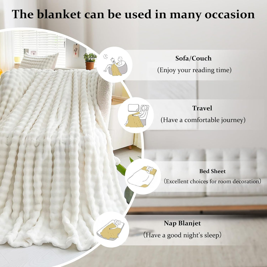 Kuscheldecke Milchsamt Blasen Decke Super Soft Wohndecke Dick 450 G/M² Flanell Decke Couchdecke Warm