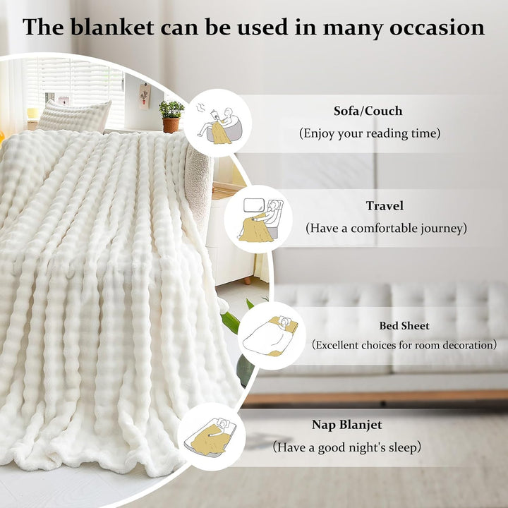 Kuscheldecke Milchsamt Blasen Decke Super Soft Wohndecke Dick 450 G/M² Flanell Decke Couchdecke Warm