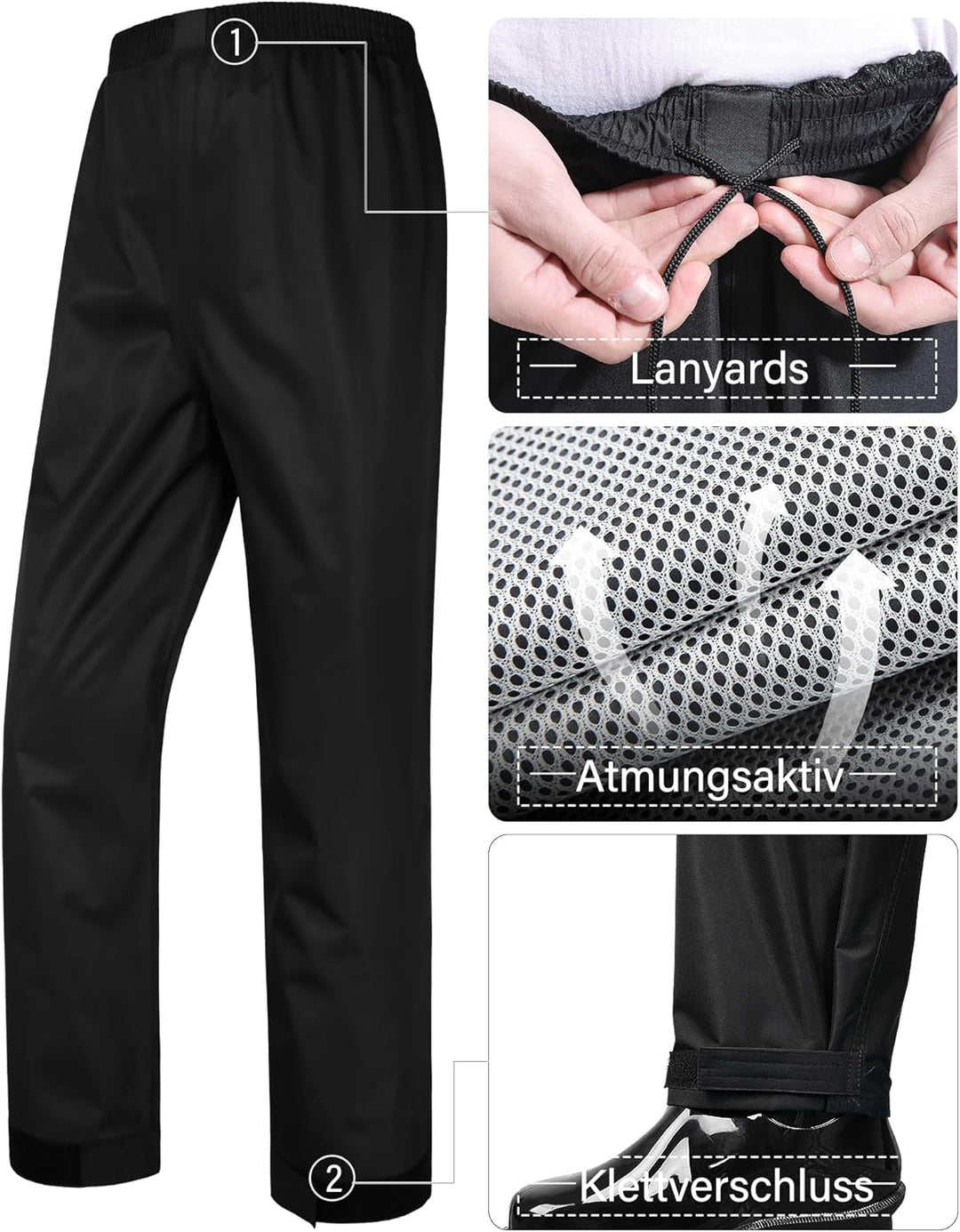 Coutyuyi Herren & Damen Regenanzug Reflektierender 100% Wasserdichter Anzug Outdoor Regenmantel Wind