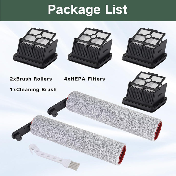 Zubehör für Dreame H12 Pro Ultra/H13 Pro Nass- und Trockensauger Ersatzteile, 2 Bürstenrolle + 4 Fil