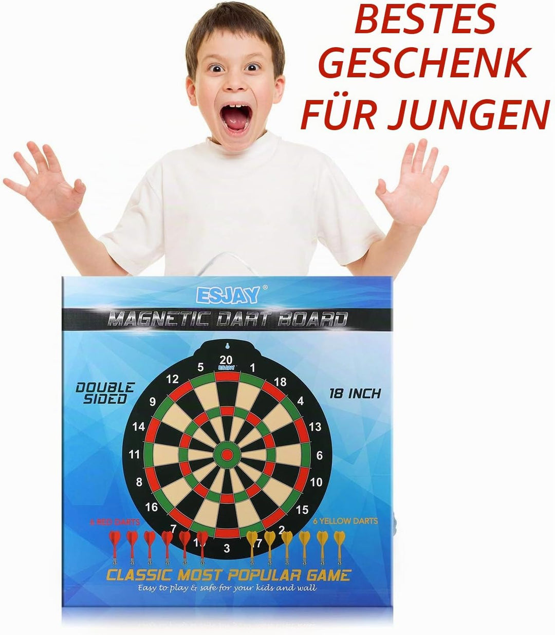 Esjay 45,7 cm Magnetisches Dartscheibenset, sicheres Dartspiel für Kinder, Junge Spielzeug Geschenk