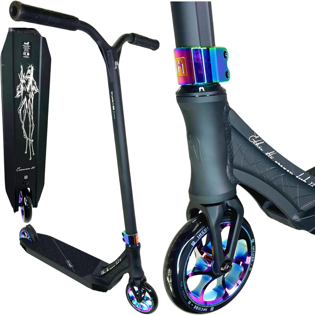 Ethic Erawan Stunt-Scooter komplett H=85cm + Fantic26 Sticker Schwarz / Rainbow Neochrome, Schwarz /