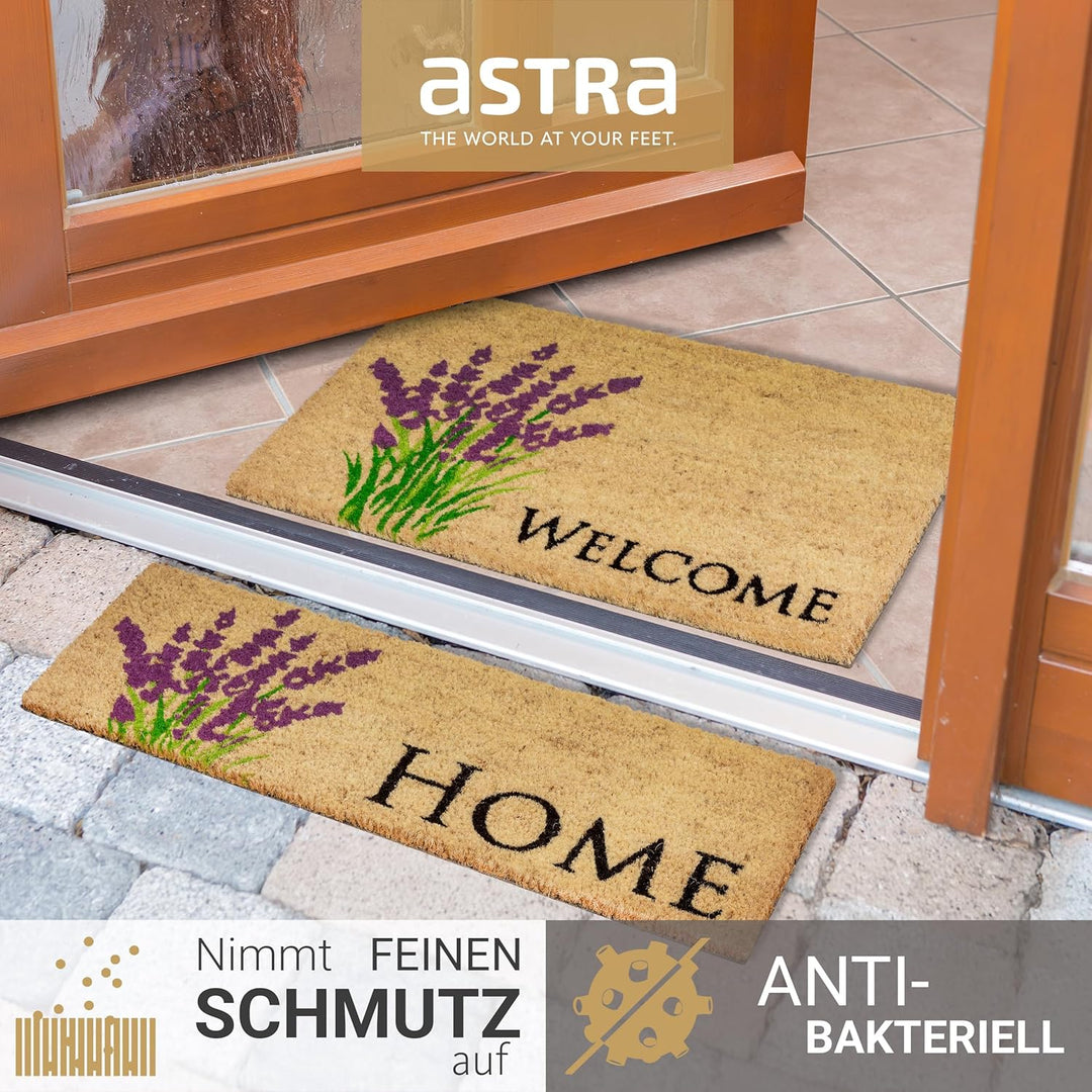 Astra Fussmatte innen Creme Schmutzfänger rutschfest - Kokosmatte antibakteriell - Türmatte Set in G
