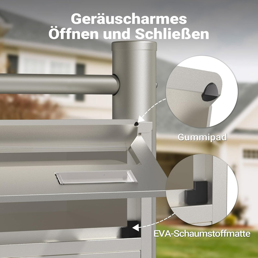 Wiltec 4er Briefkastenanlage Edelstahl 556 x 270 x 1500 mm, Standbriefkasten mit 4 Fächern, Schlüsse