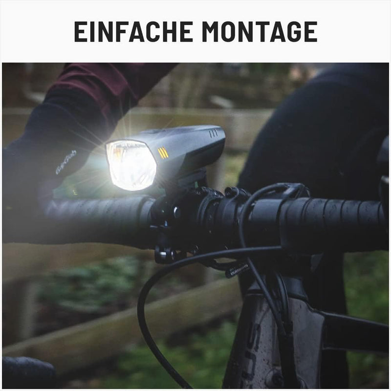 ABSINA LED Fahrradlicht Set Akku abnehmbar - StVZO zugelassen Fahrrad Licht mit 180 Lumen, 200m Reic