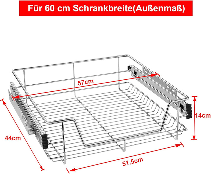 UISEBRT 4X Küchenschublade Teleskopschublade 60cm - Küchenschrank Schrankauszug Schlafzimmerschränke