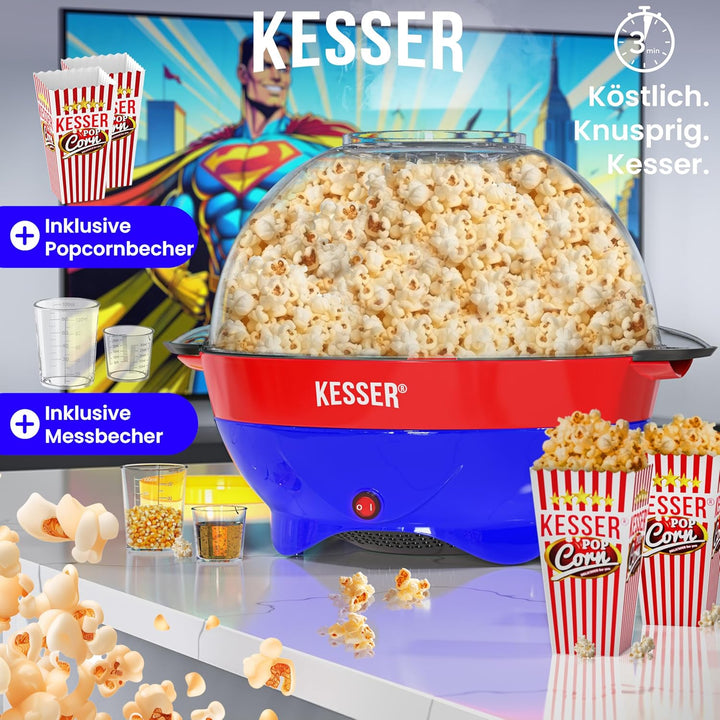 KESSER® Popcornmaschine Gross 800W | Popcorn-Maker 5,5l Inhalt mit Antihaftbeschichtung Deckel & Ser