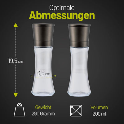 ZOLMER® Gewürzmühlen 2er Set mit verstellbarem Keramikmahlwerk – Edle Salzmühle & Pfeffermühle aus h